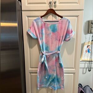 Tie-Dye T-Shirt Dress with Belt